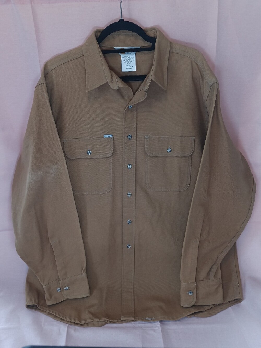 Vintage Union Made Carhartt Middle Weight Work Wear Shirt Brown Men's